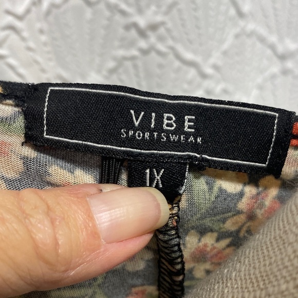 Vibe size 1X Black pink coral Floral dress stretch comfy casual open shoulder - Picture 2 of 10